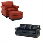 Manchester Leather Sleeper Sofa and Chair Set