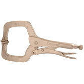 Locking C-Clamp Pliers - 11" locking c-clamp withswivel pads carded