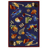 Kolorful Kidz Sports Fun Royal Blue Kids Rug