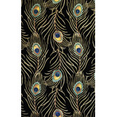 Catalina Black Peacock Feathers Novelty Rug