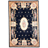 Ruby Black FleurdeLis Aubusson Rug