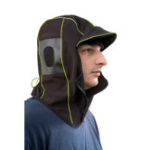 Leight Small - Medium Black Polar Hood Balaclava-Style Hood With Brigh Green Trim, Foldaway Visor And Front Zipper Closure