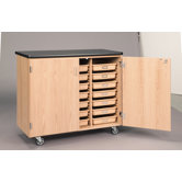 Mobile Tote Tray Storage Cabinet