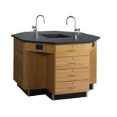 60" Wide Octagon Workstation With Drawer Base