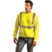 Hi-Viz Yellow Cotton/Polyester ANSI Class 2 Light Weight Crewneck Sweatshirt
