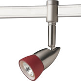 Illuma Flex Adjustable MR-11 Track  Head in Brushed Nickel with Red Glass