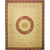 French Tapis Beige/Dark Red Rug