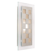 Aquarius  Squares Wall Sconce with Frosted Glass in Brushed Steel