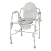 Steel Drop Arm Bedside Commode in Grey with Padded Arms