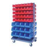 Mobile Double Sided Louvered Rack with Various Bin Sizes (Complete Package)