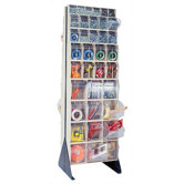 75" Double Sided Floor Stand Storage Unit with Tip Out Bins