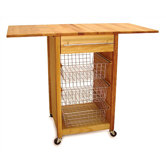 Basket Kitchen Cart with Butcher Block Top