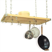 Rectangular Wood Hanging Pot Rack