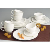 18-tlg. Kaffee-Set "Queen" aus Bone-China-Porzellan in Uni-Wei&szlig;