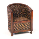 Water Hyacinth Tub Chair with Wooden Arms