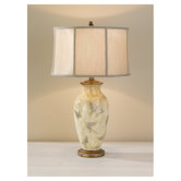 Hand Painted Porcelain  Table Lamp in Silver Pearl with Butterflies / Antique Silver
