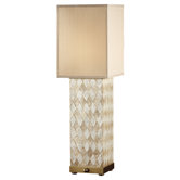 Nevena One Light Table Lamp in Harlequin Pattern Natural Shell / Dark Coffee Bron