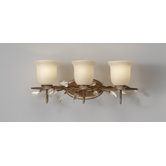 Priscilla Three Light Bath Vanity with Gold Luster Glass Shade in Arctic Silver