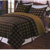 Western Plaid Brown Quilt Set