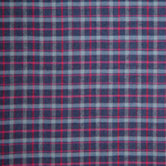 Grey and Navy Blue Plaid Red Lines Toss Pillow