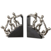 Helping Hand Bookends Statues in Nickel - Set of 2