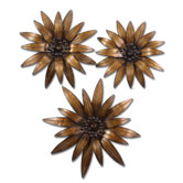 Golden Gazanias Wall Art in Gold - Set of 3
