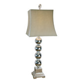 Sachie Stacked Spheres Table Lamp in Silver Plate