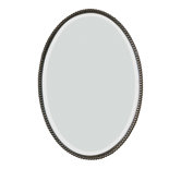 Sherise Beaded Oval Mirror in Distressed Bronze