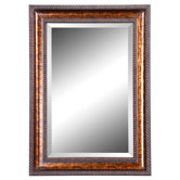 Sinatra Rectangular Beveled Vanity Mirror in Gold Leaf and Brown