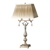 Floriane  Table Lamp in Antiqued Silver with Crystal Accents