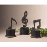 3 Piece Music Note Set in Aged Black