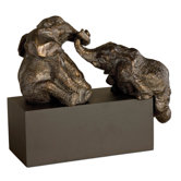 Playful Pachyderms Sculpture in Antiqued Bronze Patina