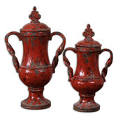 Rami Container in Distressed Crackled Burnt Orange (Set of 2)
