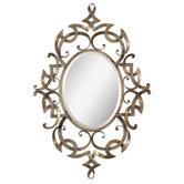 Ameno Mirror in Antique Golden Champagne Leaf
