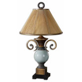 Wayland One Light Lamp in Crackled Blue Ceramic