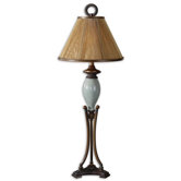 Wayland One Light Lamp in Crackled Blue Ceramic