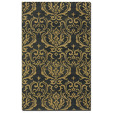 Marseille Dark Charcoal Damask Rug