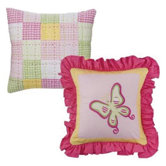 Girls Stripes and Plaids Set of Two Decorative Pillows