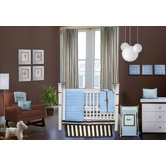 Quilted Circles 3 Piece Crib Bedding Set in Blue and Chocolate