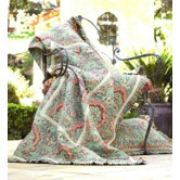 French King Quilt in Green and Salmon