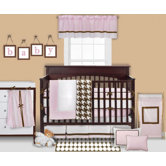 Metro Pink, White and Chocolate Crib Bedding Collection