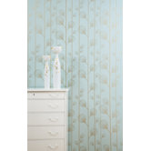 Ribbed Wallsmart Wallpaper in Turquoise / Gold