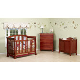 Thompson Three Piece Convertible Crib Nursery Set  with Toddler Rail in Cherry