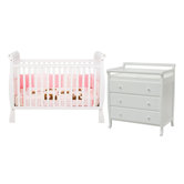 Jamie Two Piece Convertible Crib Set in White