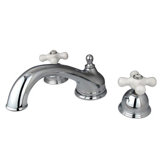Double Handle Deck Mount Roman Tub Faucet Trim Porcelain Cross Handle