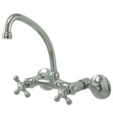 High Arch Double Handle Wall Mount Bridge Faucet with Metal Cross Handles