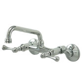 Two Handle Wall Mount Bridge Faucet with Metal Lever Handles