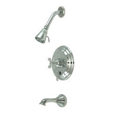 Heritage Thermostatic Pressure Balanced Tub and Shower Faucet with Metal Cross Handles