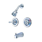 Heritage Pressure Balanced Volume Control Tub and Shower Faucet with Twin Metal Lever Handles