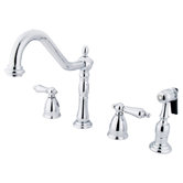 Heritage Two Handle Widespread Kitchen Faucet with Metal Lever Handles
